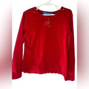 Children’s Place Girls M (7/8) long sleeve red heart bling holiday top